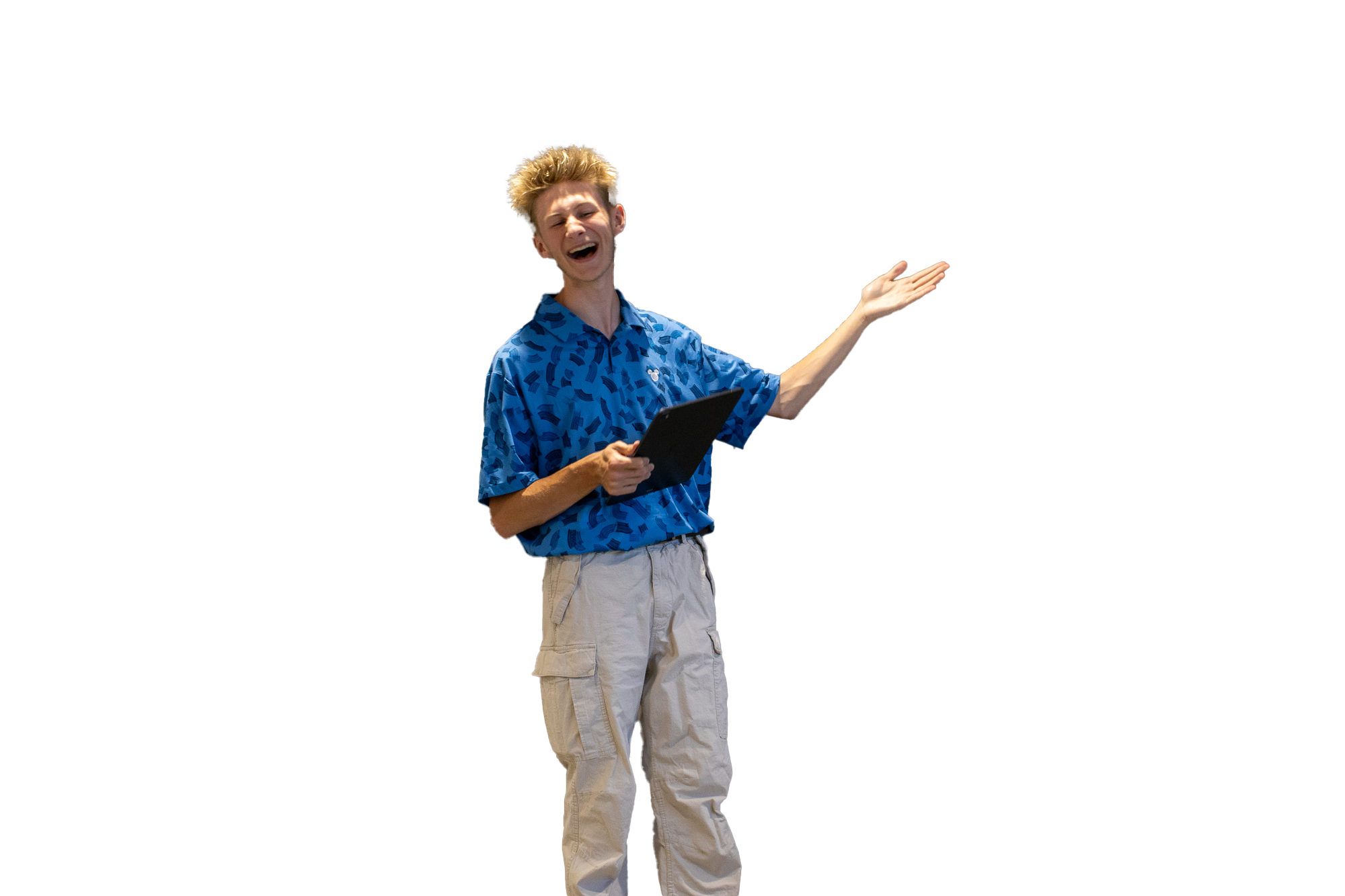 Cutout of Grant standing and gesturing.